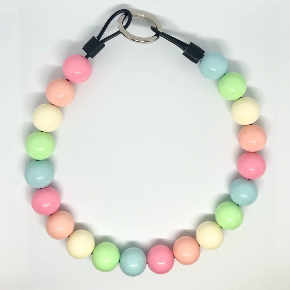 Pastel Rainbow Beaded Dog Collar Necklace Size Medium - 16 inches